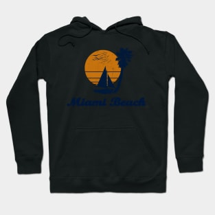 Miami Beach Summer Sunset Vintage Palm tree Design Hoodie